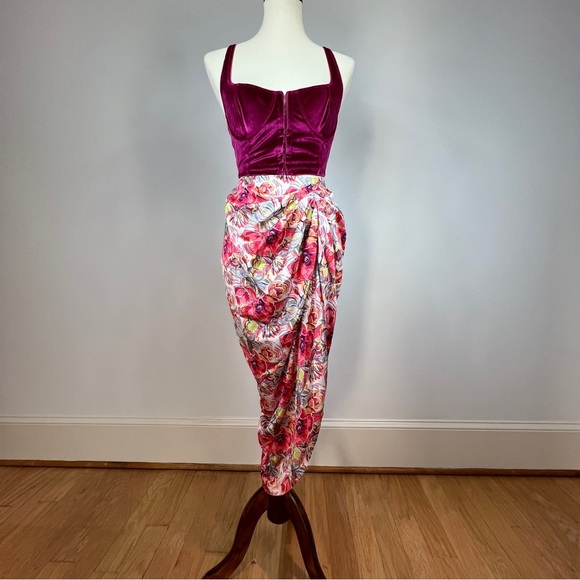 Ruched Floral Midi Skirt - Picture 2 of 16